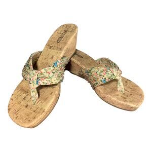 Kenneth Cole Unlisted Adorable Floral Print Wedge Sandals 9.5